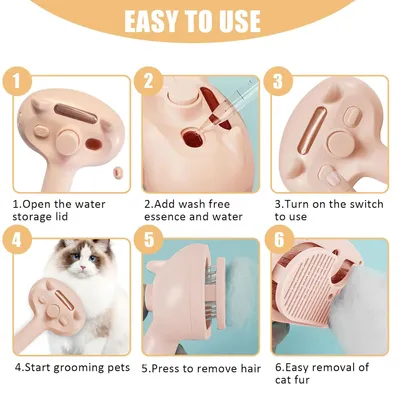 LovuPet Brosse à vapeur pour chien et chat avec bouton de déverrouillage
