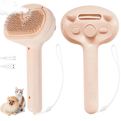LovuPet Brosse à vapeur pour chien et chat avec bouton de déverrouillage