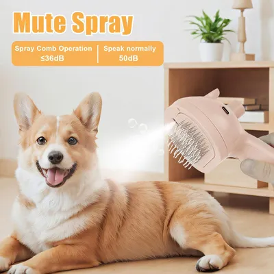 LovuPet Brosse à vapeur pour chien et chat avec bouton de déverrouillage