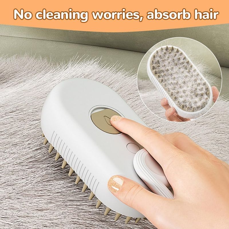LovuPet Brosse à Vapeur  4 en 1, Épilation et Massage pour Chats-Blanc