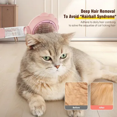 LovuPet Brosse pour chat avec bouton de déverrouillage, outil de massage