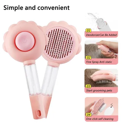 LovuPet Brosse pour chat avec bouton de déverrouillage, outil de massage