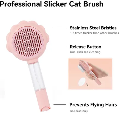 LovuPet Brosse pour chat avec bouton de déverrouillage, outil de massage