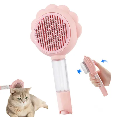 LovuPet Brosse pour chat avec bouton de déverrouillage, outil de massage