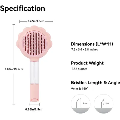 LovuPet Brosse pour chat avec bouton de déverrouillage, outil de massage