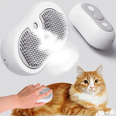 LovuPet Brosse Chat Vapeur Pour la Mue Avec Bouton de Nettoyage Facile