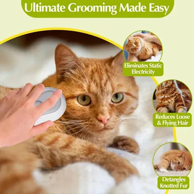 LovuPet Brosse Chat Vapeur Pour la Mue Avec Bouton de Nettoyage Facile