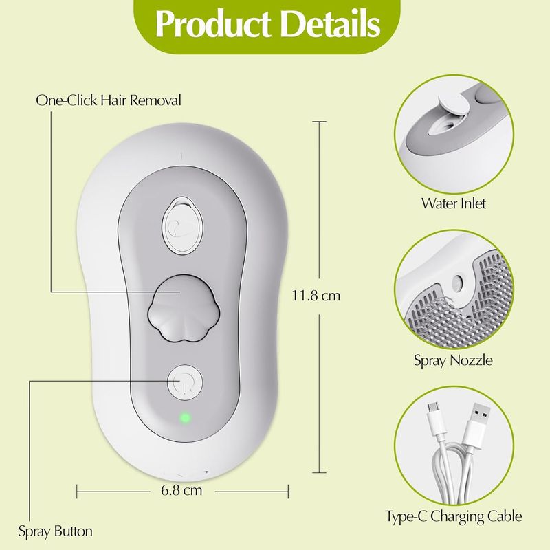 LovuPet Brosse Chat Vapeur Pour la Mue Avec Bouton de Nettoyage Facile