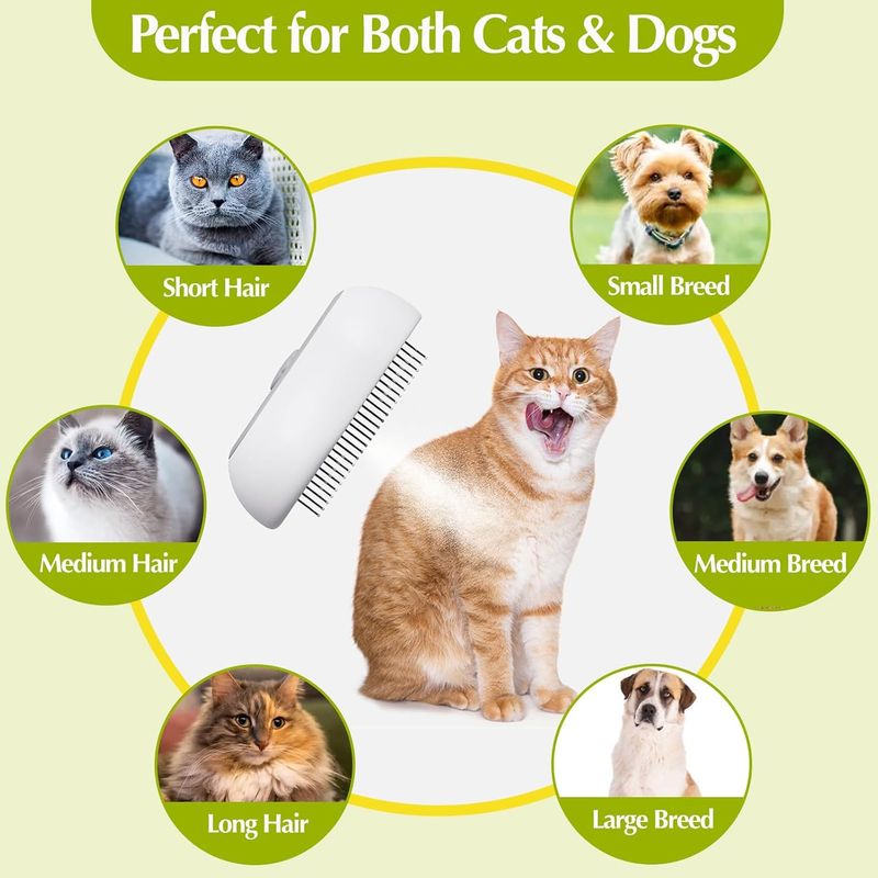 LovuPet Brosse Chat Vapeur Pour la Mue Avec Bouton de Nettoyage Facile