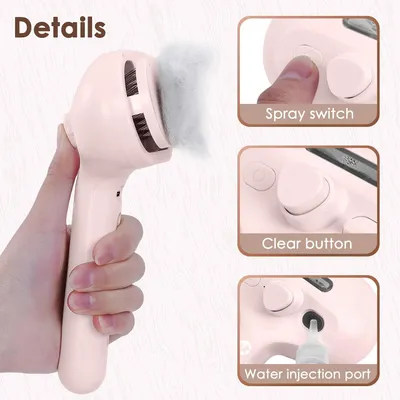 LovuPet Brosse Chien Chat à Vapeur, 3 En 1 Peigne De Massage En Spray-Rose