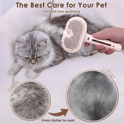 LovuPet Brosse Chien Chat à Vapeur, 3 En 1 Peigne De Massage En Spray-Rose