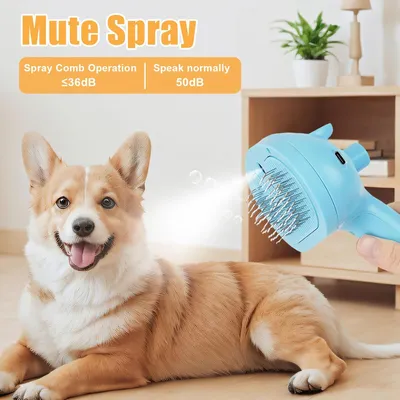 LovuPet Brosse à vapeur pour chien et chat avec bouton de déverrouillage