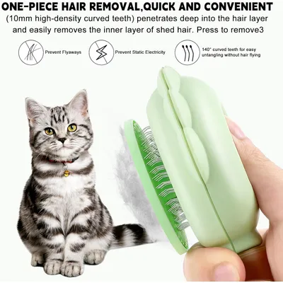 LovuPet Brosse pour chat avec bouton de déverrouillage, outil de massage