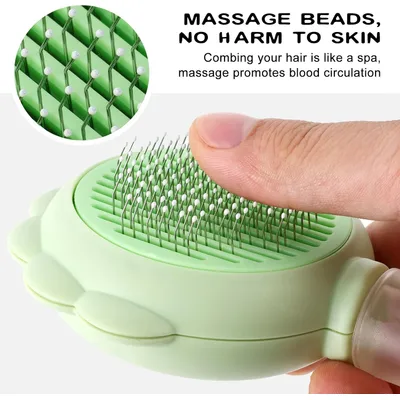 LovuPet Brosse pour chat avec bouton de déverrouillage, outil de massage