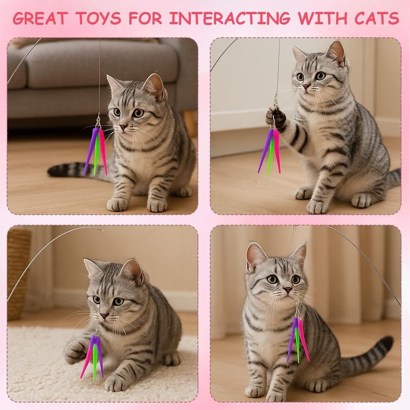LovuPet 11 Pièces Jouets à Plumes pour Chats, Jouet Interactif pour Chat