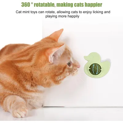 LovuPet 3 Pièces Jouet Boule d'herbe à Chat Rotative à 360°