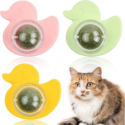 LovuPet 3 Pièces Jouet Boule d'herbe à Chat Rotative à 360°