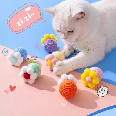 LovuPet Balles de jeu pour chat avec corde, griffoir avec clochette