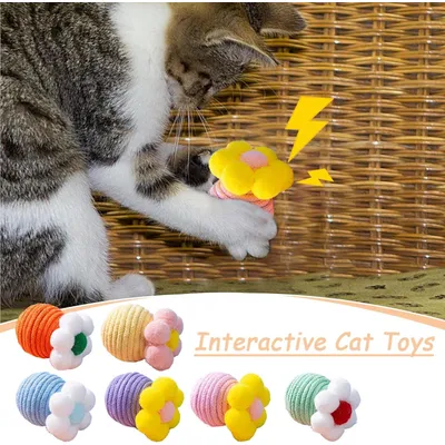 LovuPet Balles de jeu pour chat avec corde, griffoir avec clochette