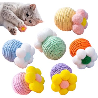 LovuPet Balles de jeu pour chat avec corde, griffoir avec clochette
