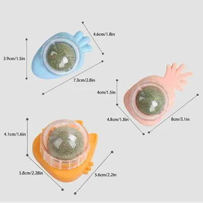 LovuPet 3 Pcs Jouets de Boule d'herbe à Chat Rotative à 360°