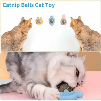 LovuPet 3 Pcs Jouets de Boule d'herbe à Chat Rotative à 360°