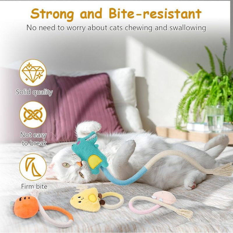 LovuPet 4PCS Jouets Interactifs pour Chat, Corde à Taquiner pour Chat