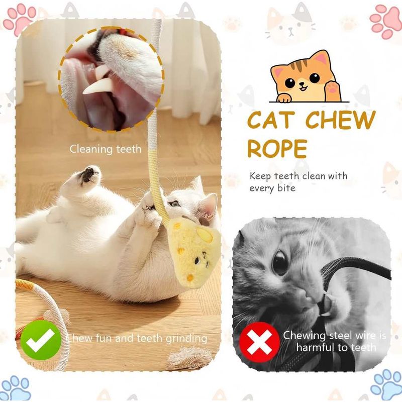 LovuPet 4PCS Jouets Interactifs pour Chat, Corde à Taquiner pour Chat