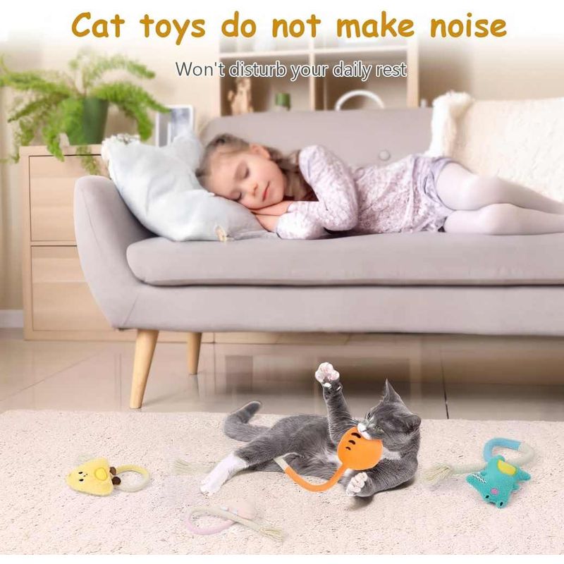 LovuPet 4PCS Jouets Interactifs pour Chat, Corde à Taquiner pour Chat