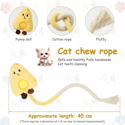 LovuPet 4PCS Jouets Interactifs pour Chat, Corde à Taquiner pour Chat