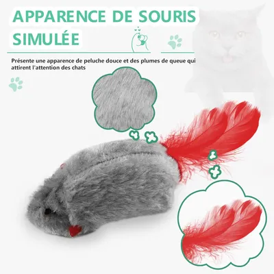 LovuPet 2Pcs Jouet Chat Interactif Souris Suspendue avec Queue à Plumes