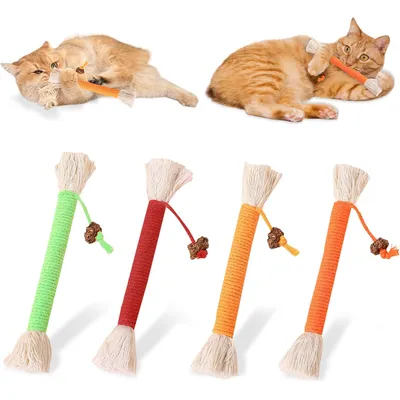 LovuPet Lot de 4 jouets à mâcher pour chat - Avec corde à mâcher