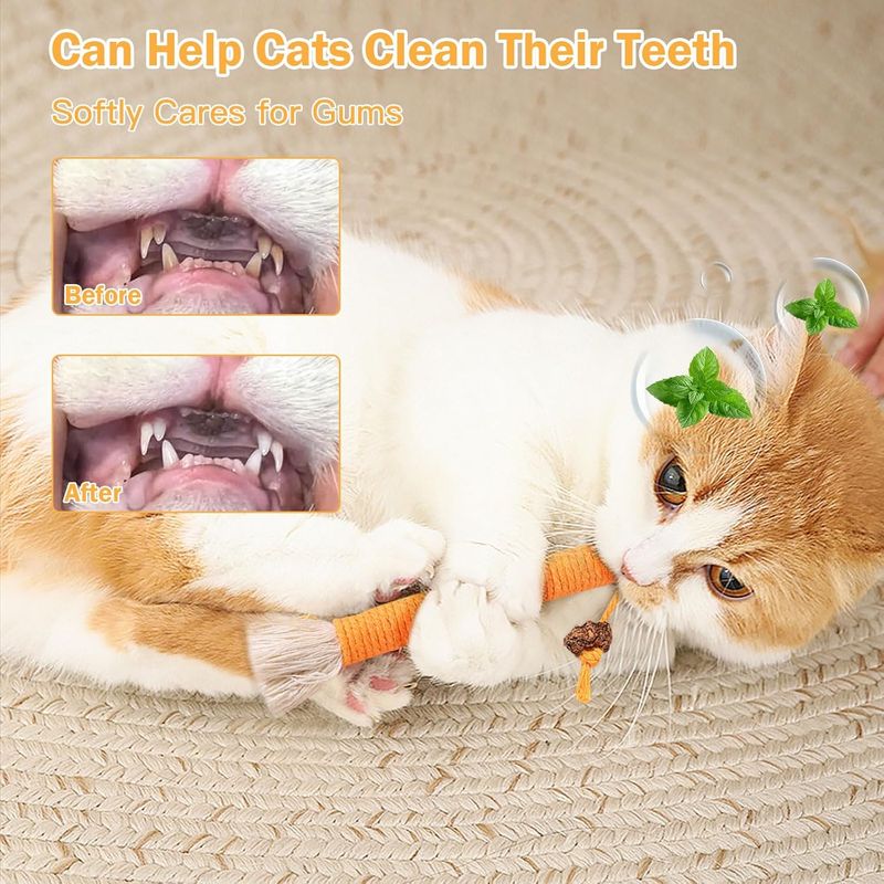 LovuPet Lot de 4 jouets à mâcher pour chat - Avec corde à mâcher