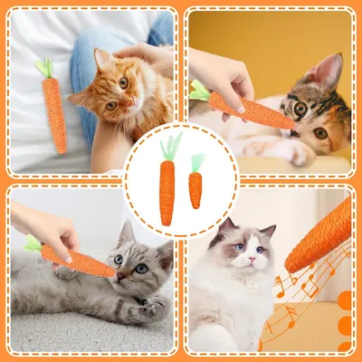 LovuPet 4pcs Carrot Cat Toys, Jouets en Corde Tressée