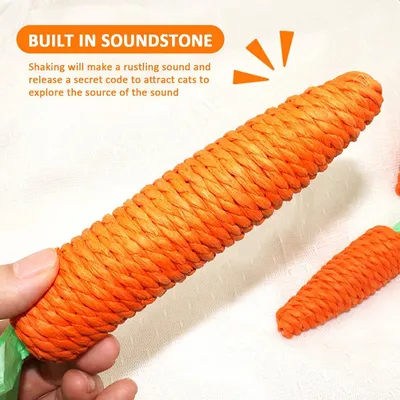 LovuPet 4pcs Carrot Cat Toys, Jouets en Corde Tressée