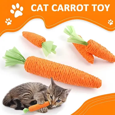 LovuPet 4pcs Carrot Cat Toys, Jouets en Corde Tressée