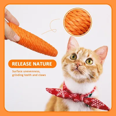 LovuPet 4pcs Carrot Cat Toys, Jouets en Corde Tressée