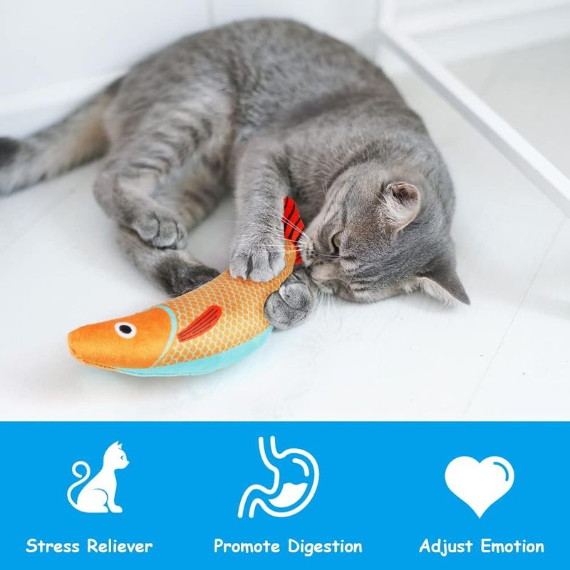 LovuPet Jouet Herbe a Chat, 3 Pièces Jouet pour Chat, Cataire Poisson Jouet