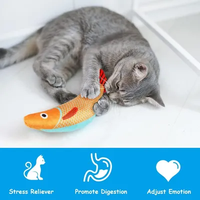 LovuPet Jouet Herbe a Chat, 3 Pièces Jouet pour Chat, Cataire Poisson Jouet