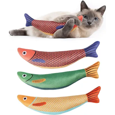 LovuPet Jouet Herbe a Chat, 3 Pièces Jouet pour Chat, Cataire Poisson Jouet