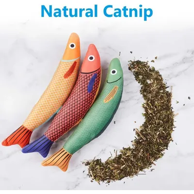 LovuPet Jouet Herbe a Chat, 3 Pièces Jouet pour Chat, Cataire Poisson Jouet