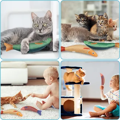 LovuPet Jouet Herbe a Chat, 3 Pièces Jouet pour Chat, Cataire Poisson Jouet