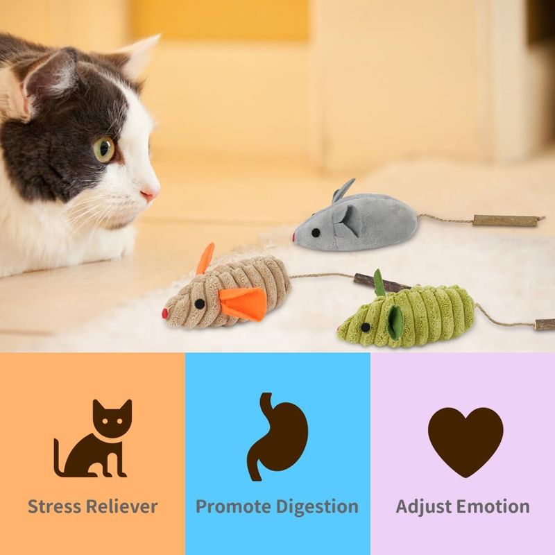 LovuPet Jouet Herbe a Chat, 3 Pièces Peluche pour Chat Jouets