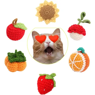 LovuPet Lot de 6 jouets interactifs pour chat en forme de fruits LovuPet Lot de 6 jouets interactifs pour chat en forme de fruits
