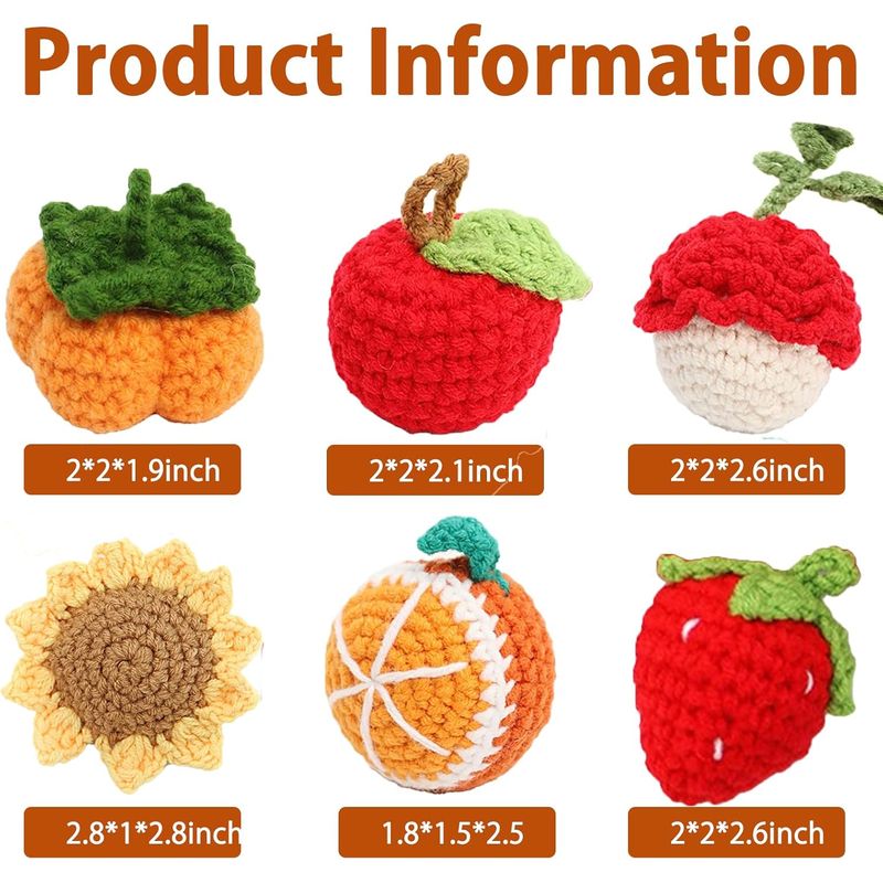 LovuPet Lot de 6 jouets interactifs pour chat en forme de fruits