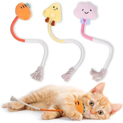 LovuPet Jouet Chat Corde de Dentition,3 Pcs Jouet Corde à mâcher Chat