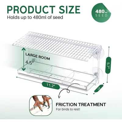 ZENITHMIND Mangeoires à fenêtre Acrylique Transparent