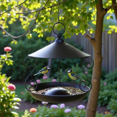 ZENITHMIND Mangeoire à Oiseaux Suspendue en Métal d'Extérieur