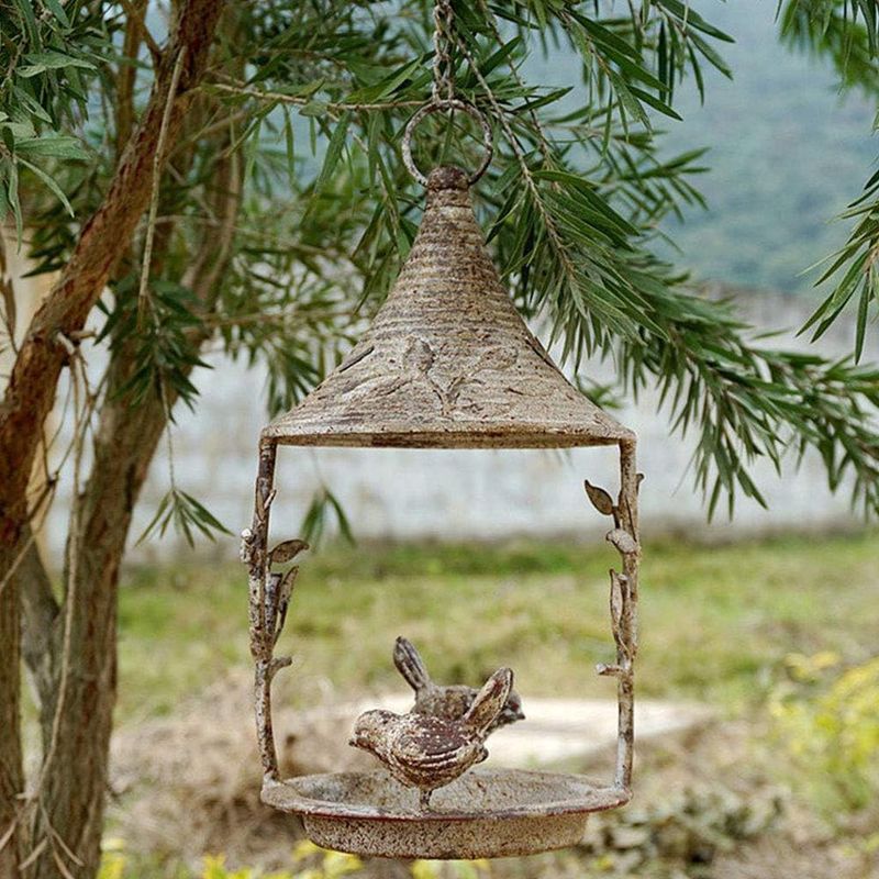 ZENITHMIND Mangeoire à oiseaux en métal avec 2 oiseaux décoration