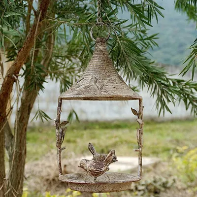 ZENITHMIND Mangeoire à oiseaux en métal avec 2 oiseaux décoration